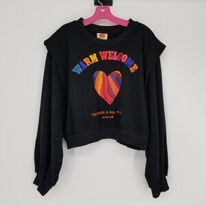 Farm Rio Cuddly Sweatshirt w/ heart, rainbow, Love is Welcome Here!